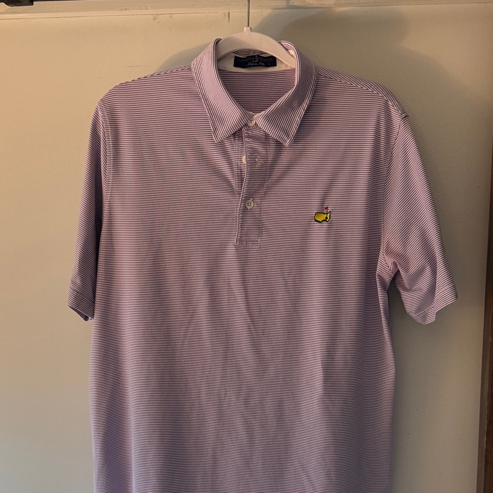 Masters Clubhouse Collection Large Purple Striped Polo Shirt